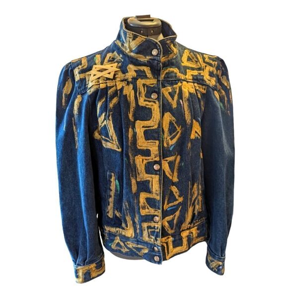 Vintage Jackets & Blazers - Vintage‎ 80s Hand painted denim jacket